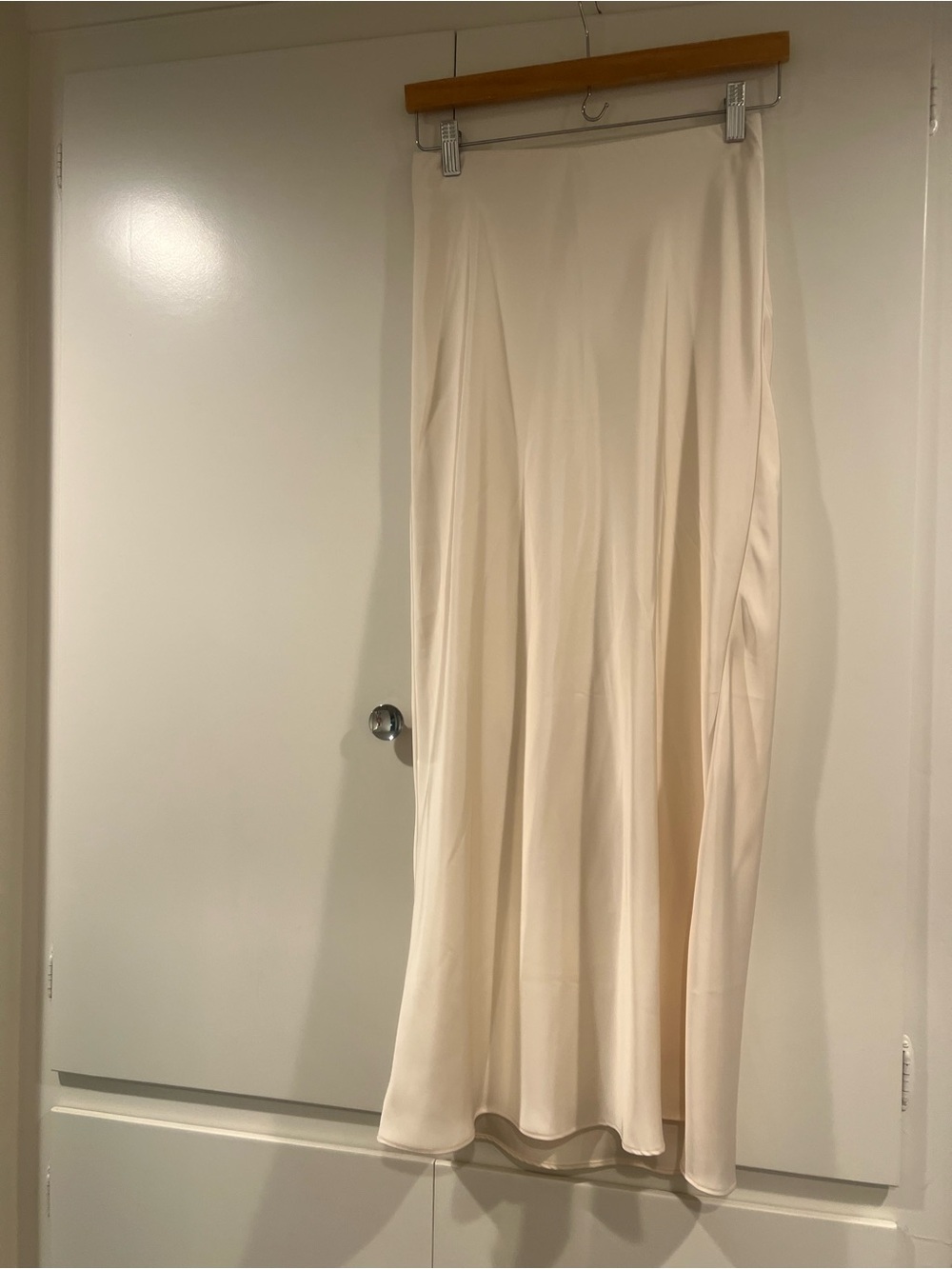 Zara Cream Satin Maxi Skirt